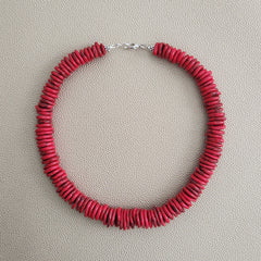 RED DISC NECKLACE--17"