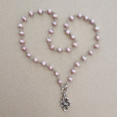 0--ROSE PEARL NECKLACE WITH INFINITY PENDANT-20"