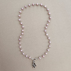 0--ROSE PEARL NECKLACE WITH INFINITY PENDANT-20"