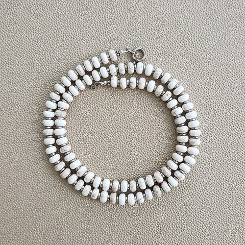 00--WHITE MAGNESITE TURQUOISE NECKLACE--24"
