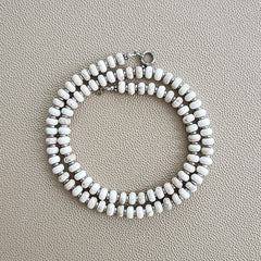00--WHITE MAGNESITE TURQUOISE NECKLACE--24"
