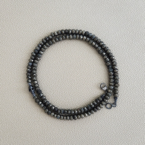 PYRITE NECKLACE WITH 925 SILVER SKULL BEAD
