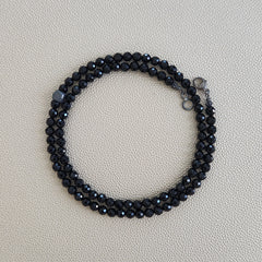 BLACK ONYX NECKLACE WITH 925 DORJE CROSS BEAD