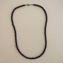 BLACK ONYX NECKLACE WITH 925 DORJE CROSS BEAD