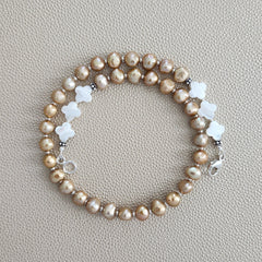 CHAMPAGNE GOLD PEARL NECKLACE--16"