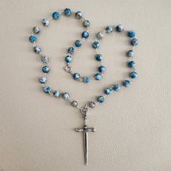 00--K2 STONE NECKLACE W/ SKULL SWORD PENDANT-29"