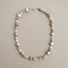0--GOLD PEARL MIX NECKLACE--18"