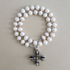0--WHITE EDISON PEARL NECKLACEW/ 925 DORJE--18"