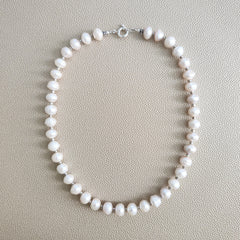 0--WHITE EDISON PEARL NECKLACE--18"
