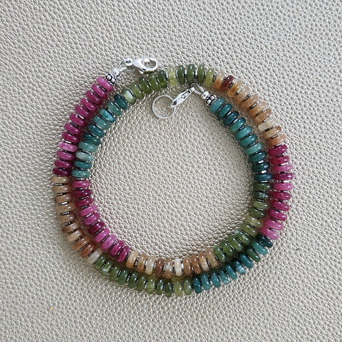 0--MINI MULTI-COLORED JADE NECKLACE--16.75"