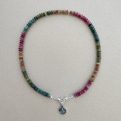 0--MINI MULTI-COLORED JADE NECKLACE--16.75"