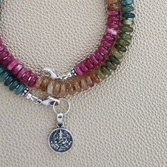 0--MINI MULTI-COLORED JADE NECKLACE--16.75"