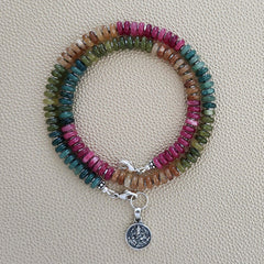 0--MINI MULTI-COLORED JADE NECKLACE--16.75"