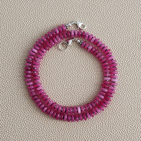 0--FUCHSIA JADE NECKLACE--18"