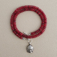 0--RED JADE NECKLACE W/ 925 SILVER BUDDHA--18"