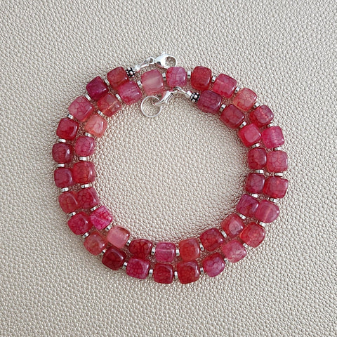 0--RED CRACKLE AGATE NECKLACE--18"
