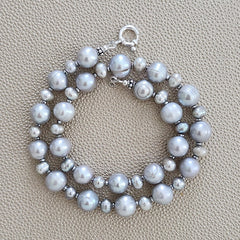 0--SILVER PEARL NECKLACE--16"