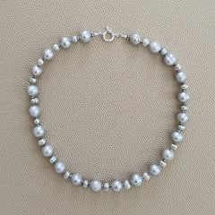 0--SILVER PEARL NECKLACE--16"
