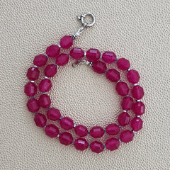 0--FUCHSIA PINK AGATE NECKLACE--16"