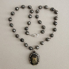 PYRITE NECKLACE WITH BUDDHA PENDANT-24"