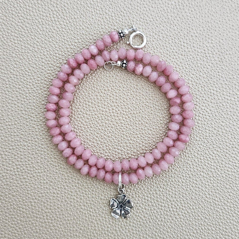 0--MINI PINK OPAL NECKLACE W/ MINI 925 SAKURA--16"