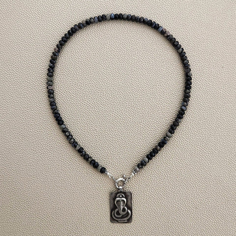 GRAY OPAL NECKLACE W/ COBRA PENDANT-16"