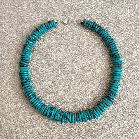 0--MAGNESITE TURQUOISE NECKLACE--17"