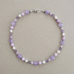0--LAVENDER JADE MIXED GEMSTONE NECKLACE--16"