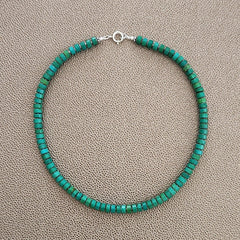 0--GREEN TURQUOISE HEISHI NECKLACE--16"