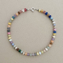 0--MIXED GEMSTONE NECKLACE IN JELLYBEAN COLORS-16"