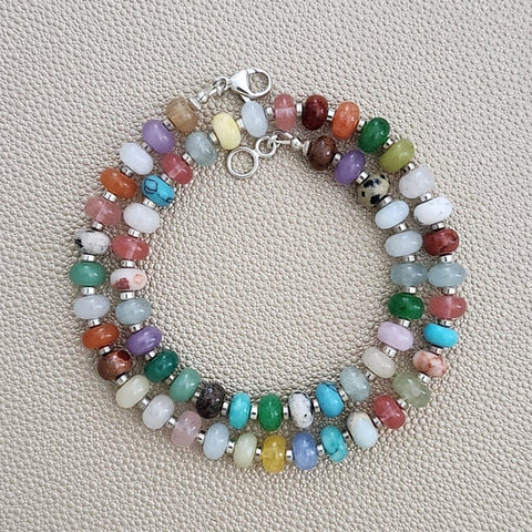 0--MIXED GEMSTONE NECKLACE IN JELLYBEAN COLORS-18"