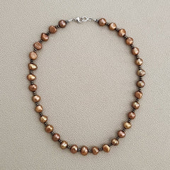 0--ORANGE GOLD PEARL NECKLACE--18"