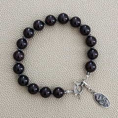 GARNET BRACELET W/ 925 SNAKE AMULET