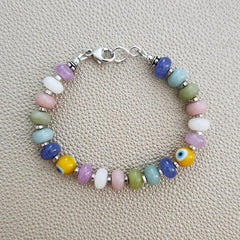 MELTING MOMENTS MULTI GEMSTONE BRACELET W/ EYE BEADS-7"