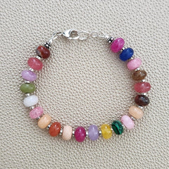 MIXED GEMSTONE BRACELET IN CANDY COLORS-7"