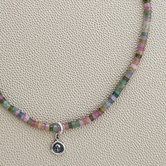 0--MINI JADE HEISHI NECKLACE W/ MINI SKULL--16"