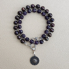 AMETHYST & PEARL NECKLACE W/ EYE PENDANT--16"