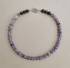 AMETHYST CYLINDER NECKLACE--16"