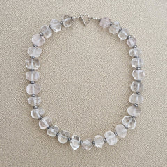 ROSE QUARTZ NUGGET NECKLACE--18"