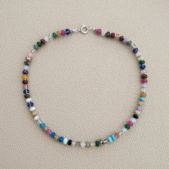 0--KAWAII MIXED GEMSTONE NECKLACE--16"