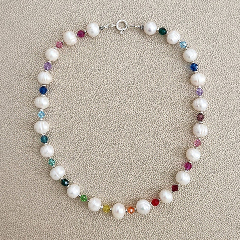 CRYSTAL PERSUASION PEARL & CRYSTAL NECKLACE-18"