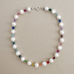 CRYSTAL PERSUASION PEARL & CRYSTAL NECKLACE-18"