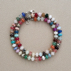 0--JELLYBEAN COLORS MIXED GEMSTONE NECKLACE-22"