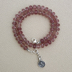 0--STRAWBERRY QUARTZ NECKLACE W/ 925 GANESH--16"