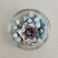 0--AMAZONITE NECKLACE WITH POPPY PENDANT-24"