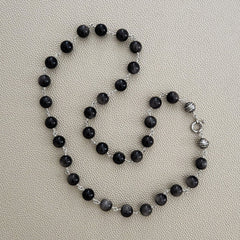 00--SILVER OBSIDIAN NECKLACE-24"