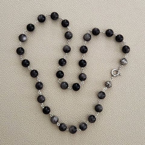 00--SILVER OBSIDIAN NECKLACE-24"