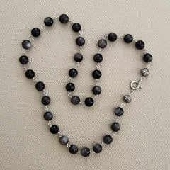 00--SILVER OBSIDIAN NECKLACE-24"