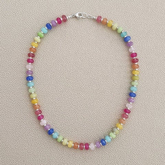 0--KALEIDOSCOPE MULTI-COLOR JADE NECKLACE--18"