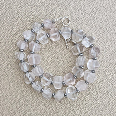 ROSE QUARTZ NUGGET NECKLACE--18"